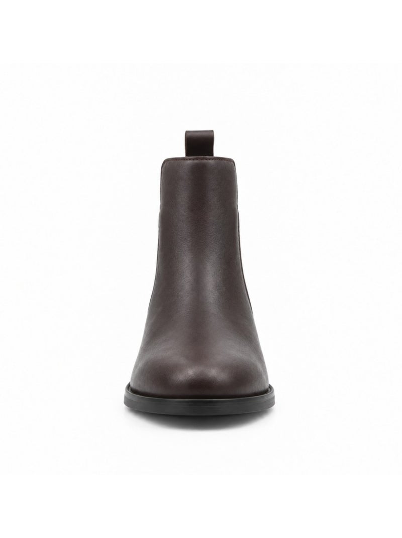 Bottines à talon cuir naturel purapiel Marron - Kiabi