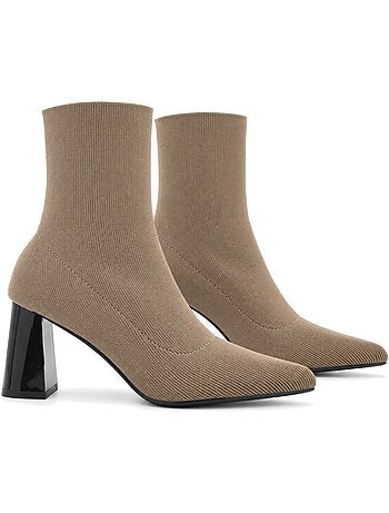 Bottines à talon cuir naturel purapiel