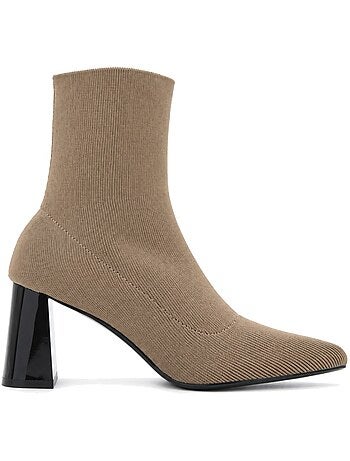 Bottines à talon cuir naturel purapiel