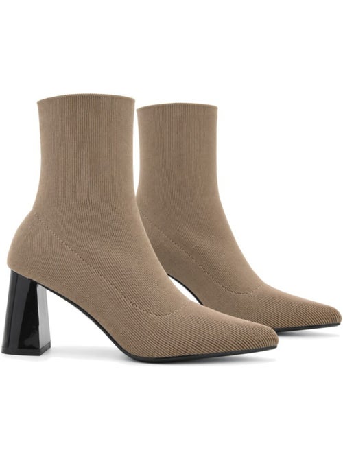 Bottines à talon cuir naturel purapiel - Kiabi Bottines à talon cuir naturel purapiel - Kiabi
