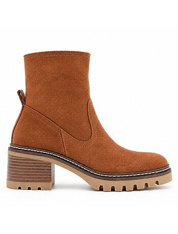 Bottines à talon cuir naturel purapiel