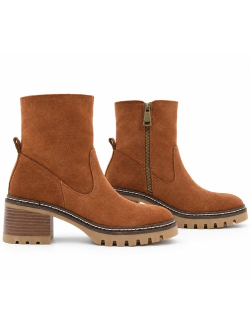 Bottines à talon cuir naturel purapiel - Kiabi Bottines à talon cuir naturel purapiel - Kiabi