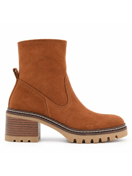 Bottines à talon cuir naturel purapiel - Kiabi Bottines à talon cuir naturel purapiel - Kiabi