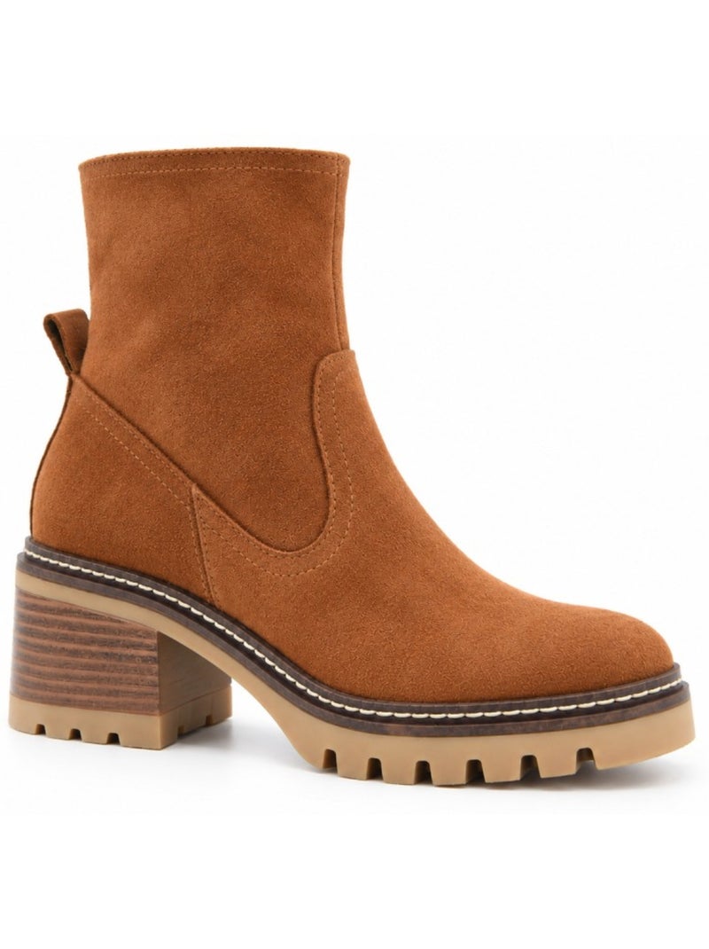 Bottines à talon cuir naturel purapiel Marron - Kiabi