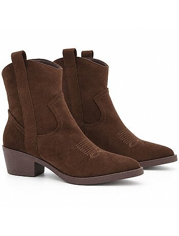 Bottines à talon cuir naturel purapiel