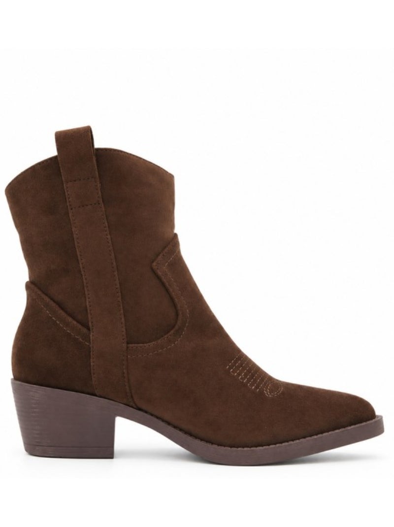 Bottines à talon cuir naturel purapiel Marron - Kiabi