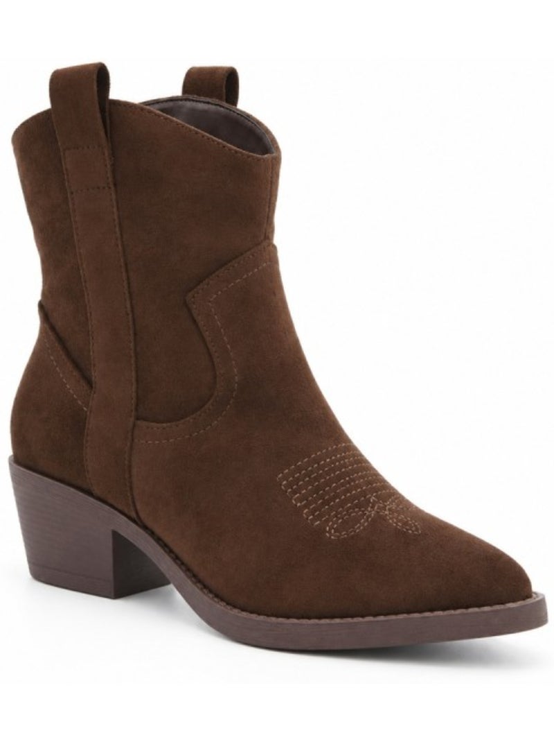 Bottines à talon cuir naturel purapiel Marron - Kiabi