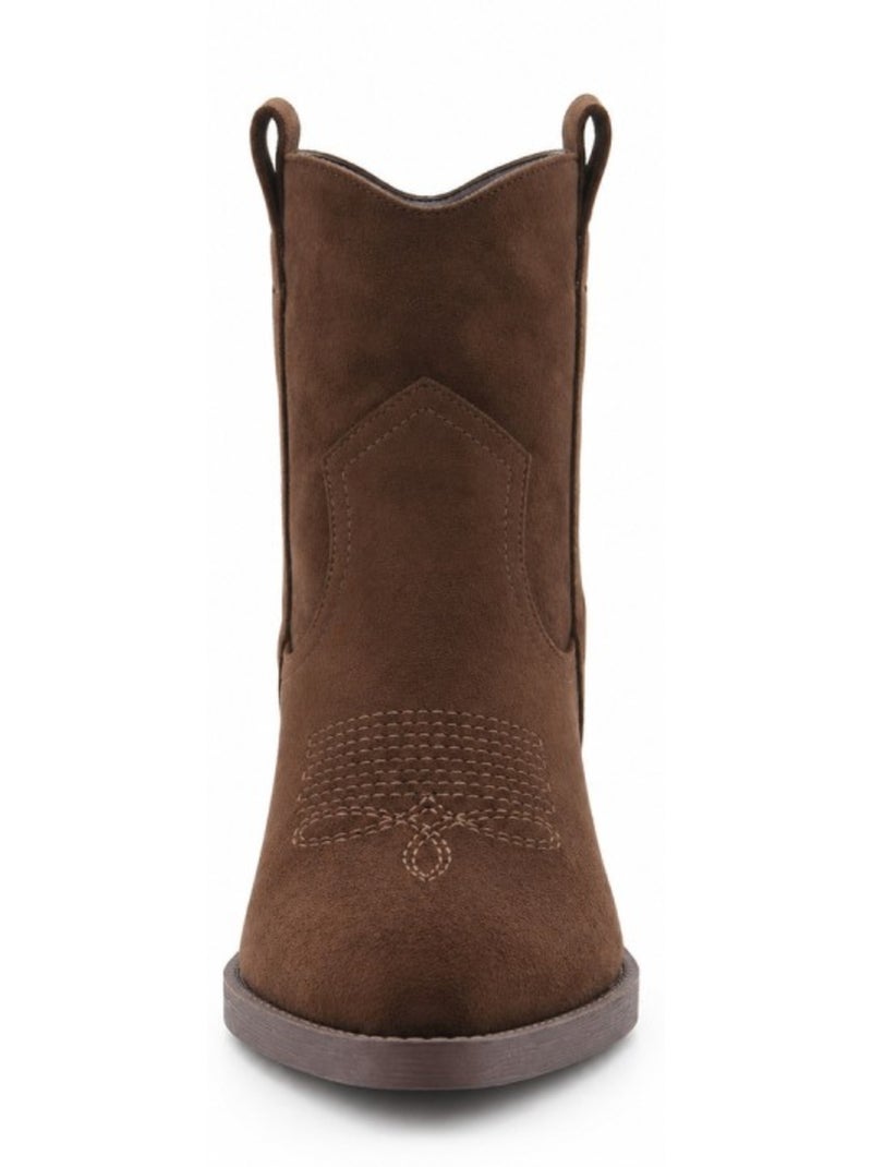 Bottines à talon cuir naturel purapiel Marron - Kiabi