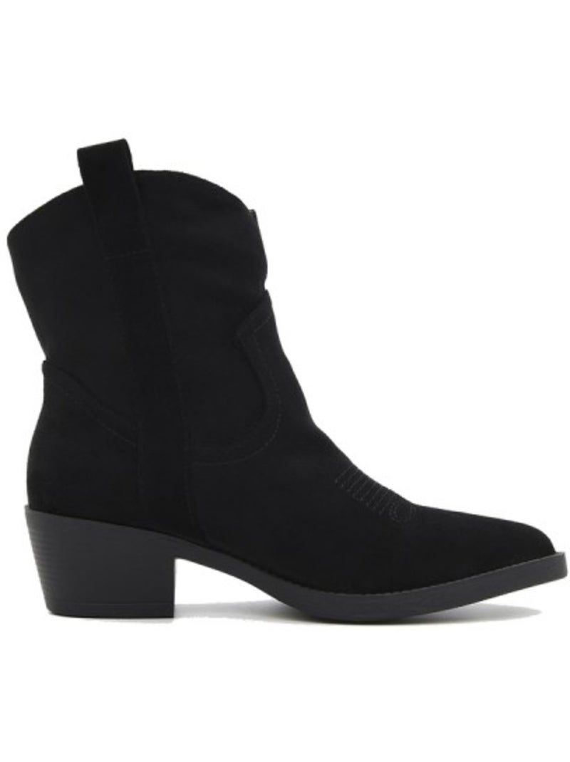 Bottines à talon cuir naturel purapiel Noir - Kiabi