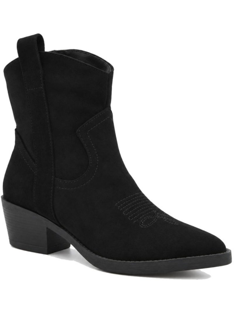 Bottines à talon cuir naturel purapiel Noir - Kiabi