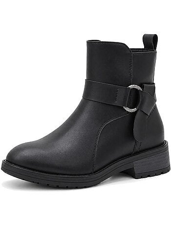 Bottines à talon cuir naturel purapiel