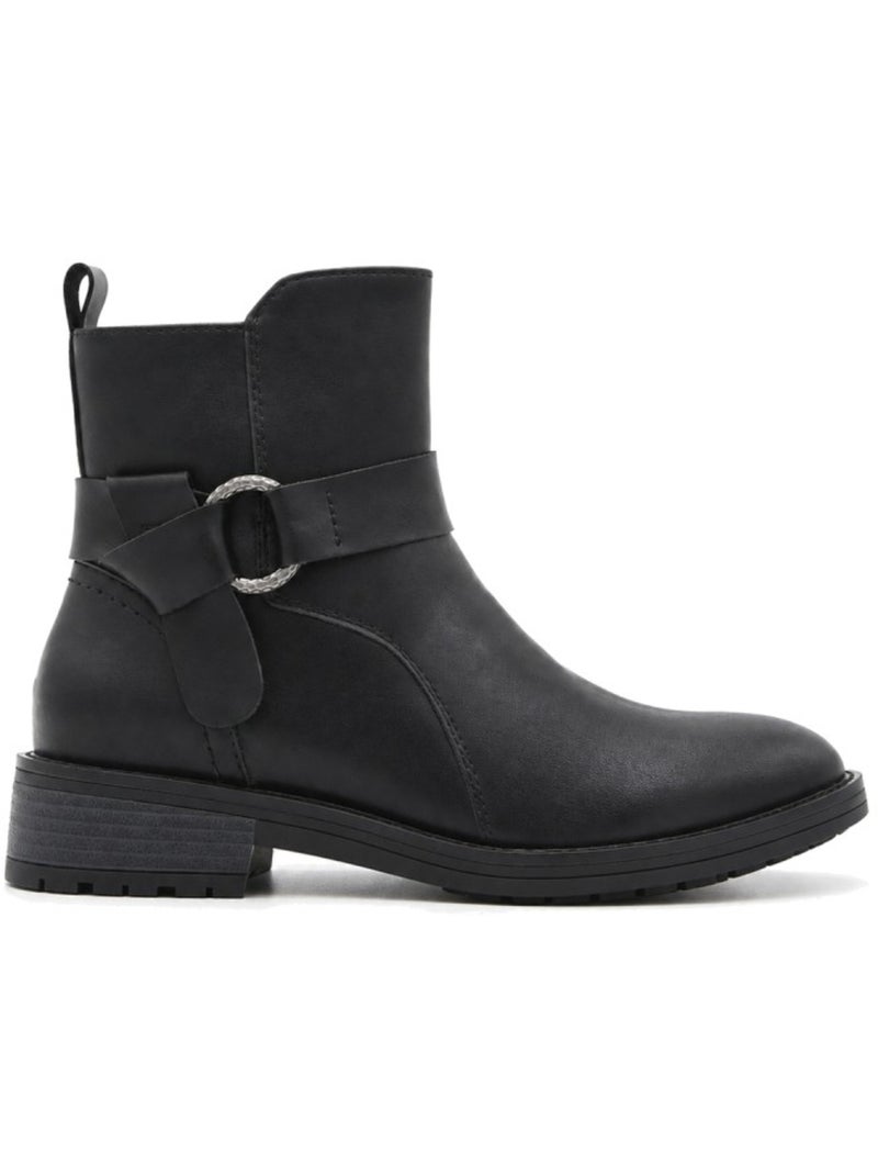 Bottines à talon cuir naturel purapiel Noir - Kiabi