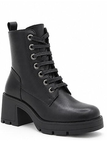Bottines à talon cuir naturel purapiel