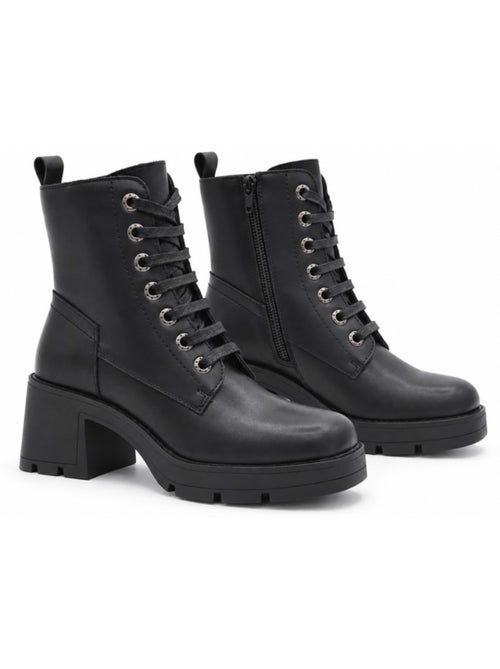 Bottines à talon cuir naturel purapiel - Kiabi Bottines à talon cuir naturel purapiel - Kiabi