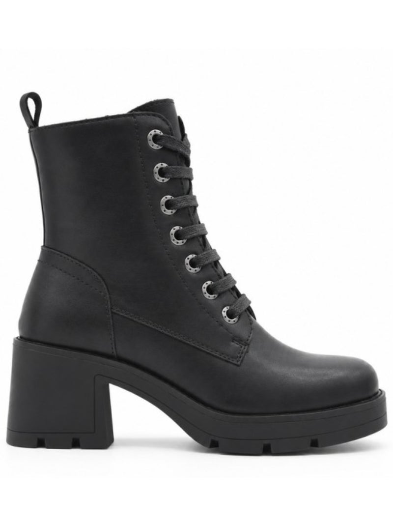 Bottines à talon cuir naturel purapiel Noir - Kiabi