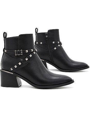 Bottines à talon cuir naturel purapiel