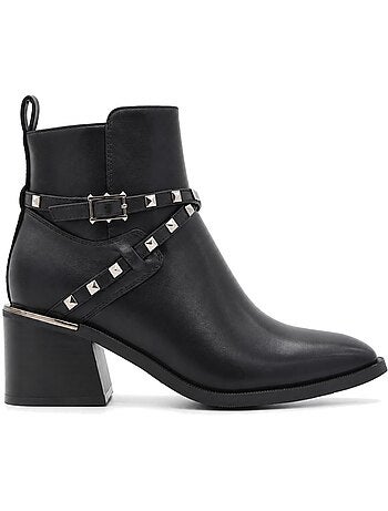 Bottines à talon cuir naturel purapiel