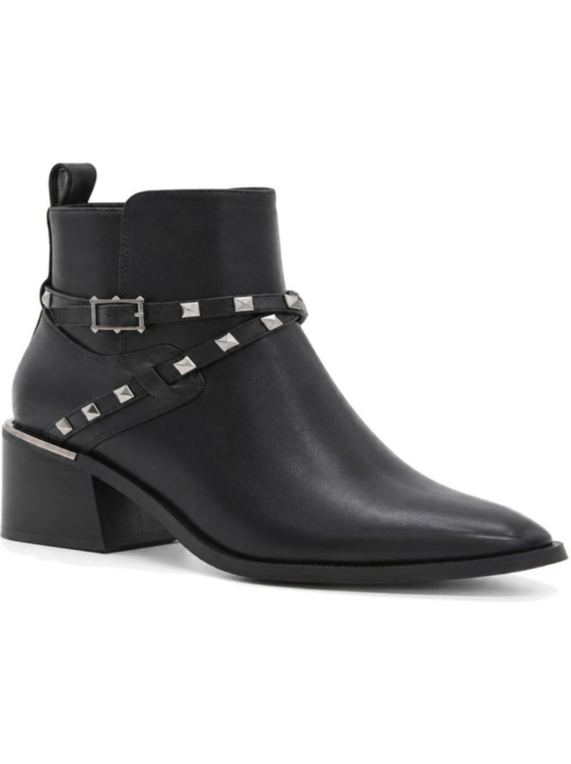 Bottines à talon cuir naturel purapiel Noir - Kiabi
