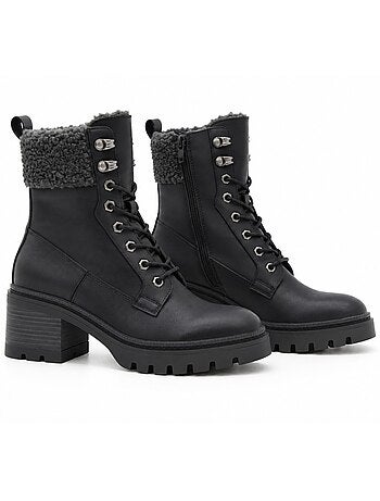 Bottines à talon cuir naturel purapiel