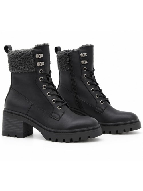 Bottines à talon cuir naturel purapiel - Kiabi Bottines à talon cuir naturel purapiel - Kiabi