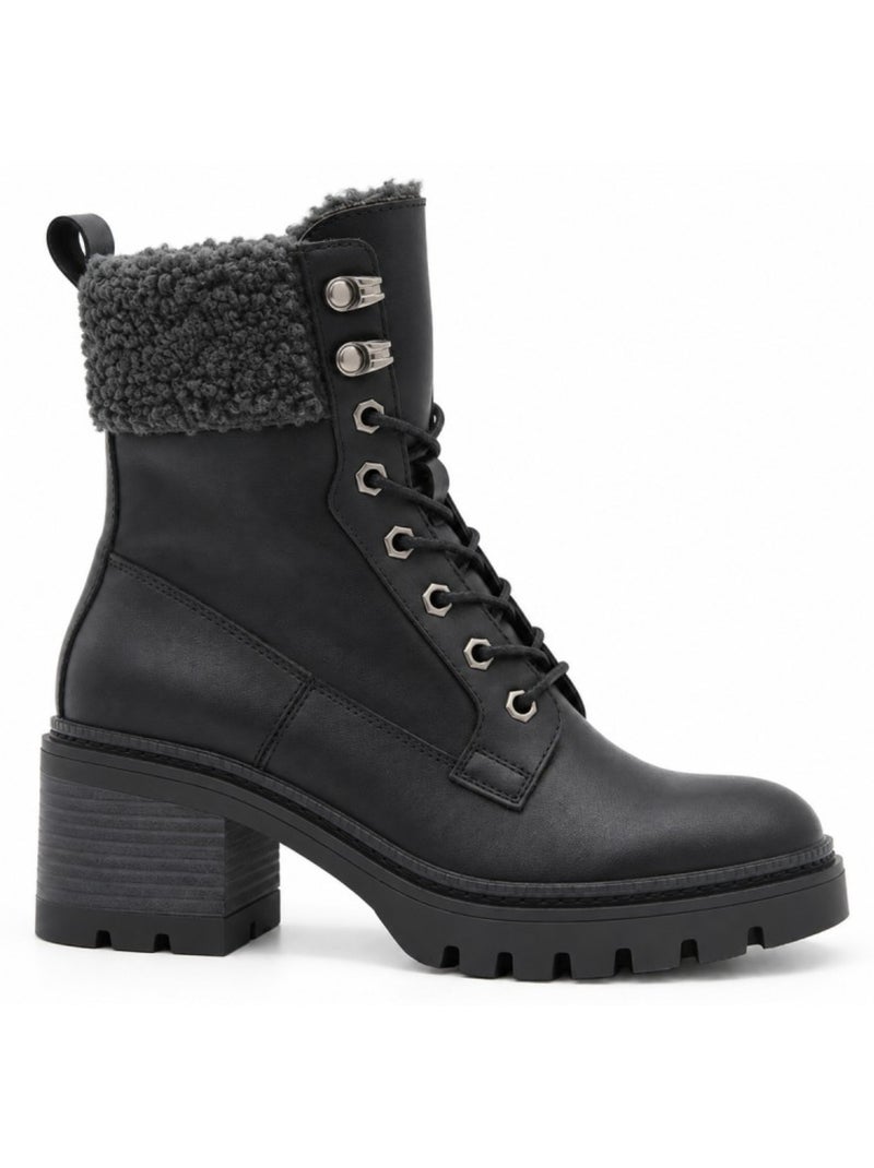 Bottines à talon cuir naturel purapiel Noir - Kiabi