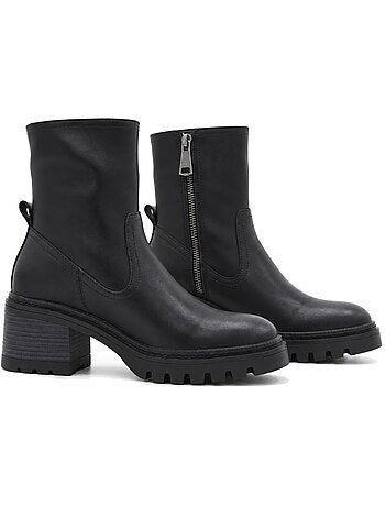 Bottines à talon cuir naturel purapiel