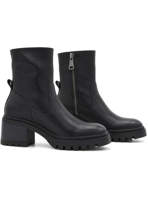 Bottines à talon cuir naturel purapiel - Kiabi