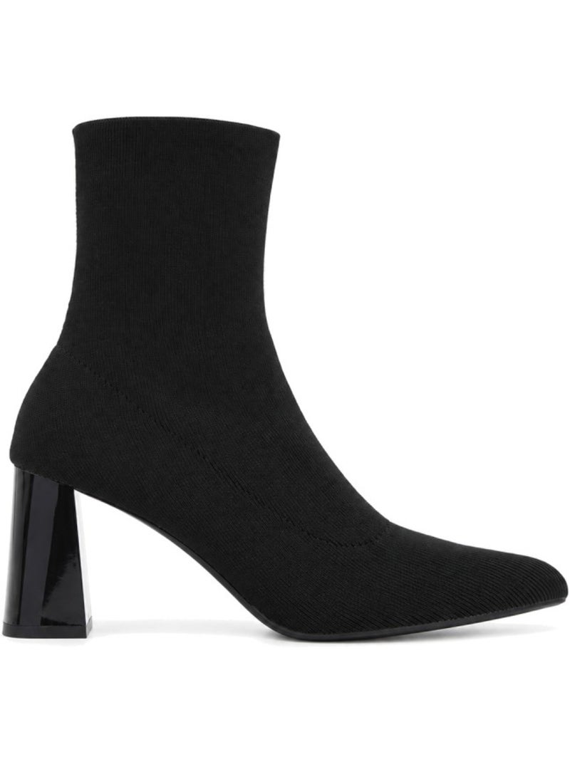 Bottines à talon cuir naturel purapiel Noir - Kiabi