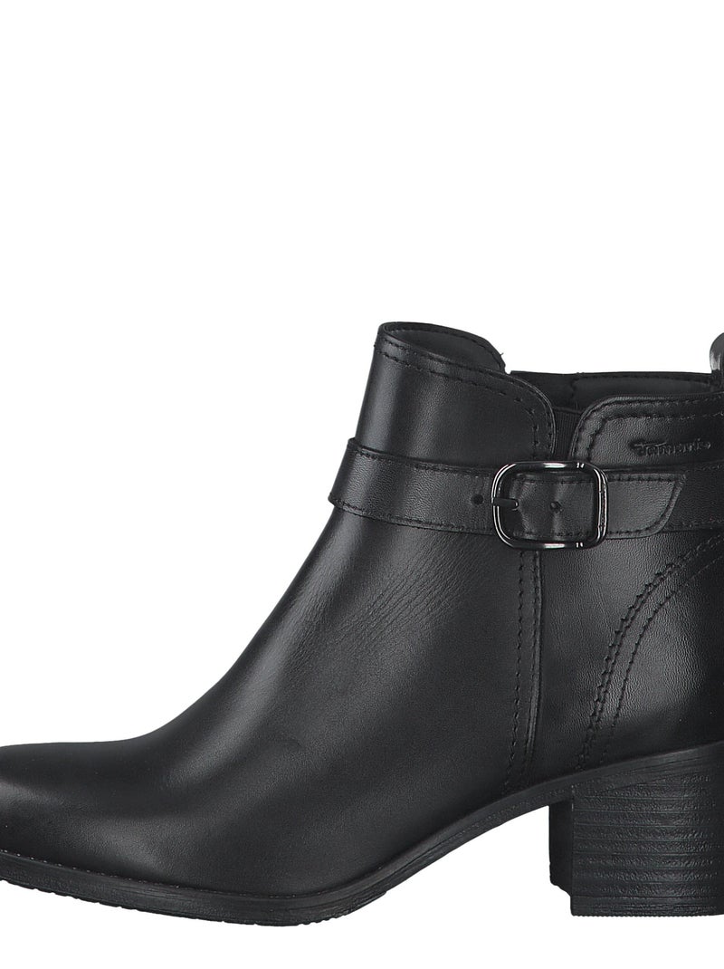 Bottines à Talon Cuir Tamaris Noir - Kiabi