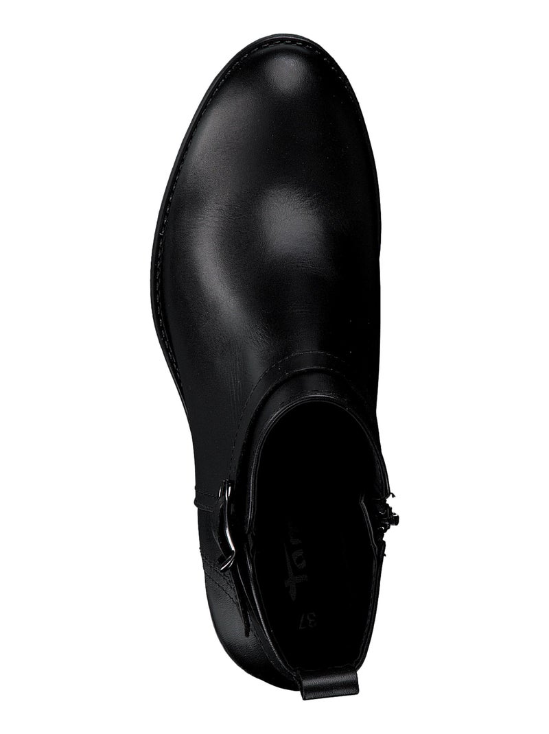 Bottines à Talon Cuir Tamaris Noir - Kiabi