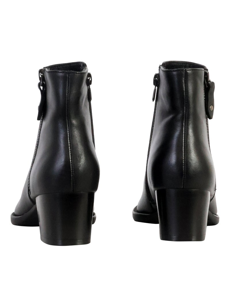 Bottines à Talon Cuir The Divine Factory Alénoa Noir - Kiabi
