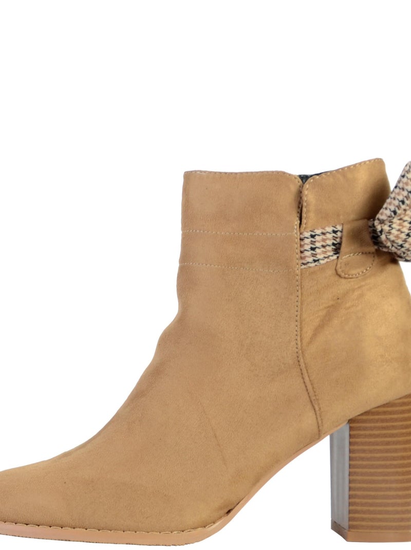 Bottines à Talon Cuir The Divine Factory Beige - Kiabi