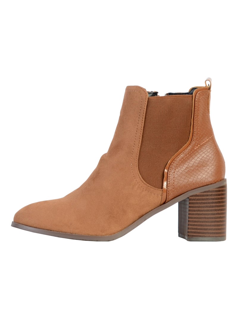 Bottines à Talon Cuir The Divine Factory Marron - Kiabi