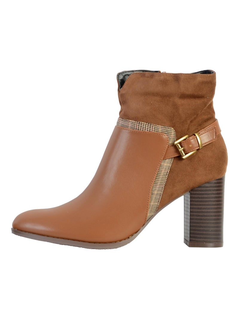 Bottines à Talon Cuir The Divine Factory Marron - Kiabi