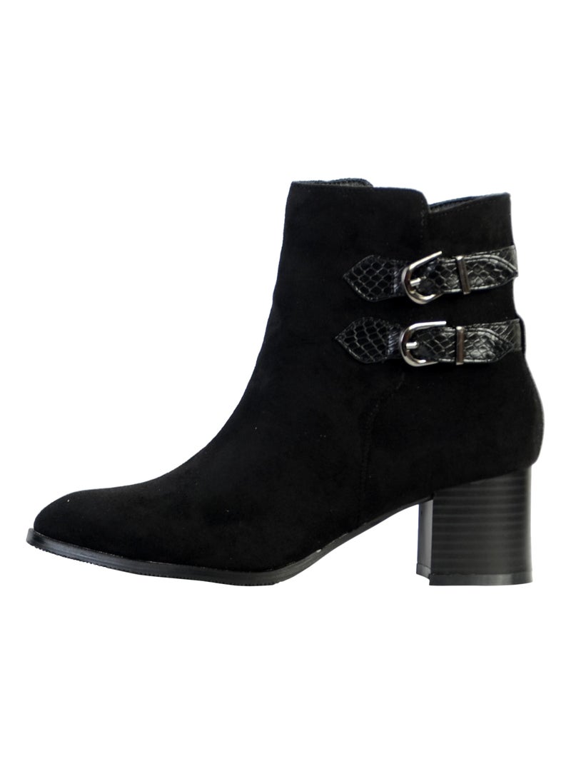 Bottines à Talon Cuir The Divine Factory Noir - Kiabi