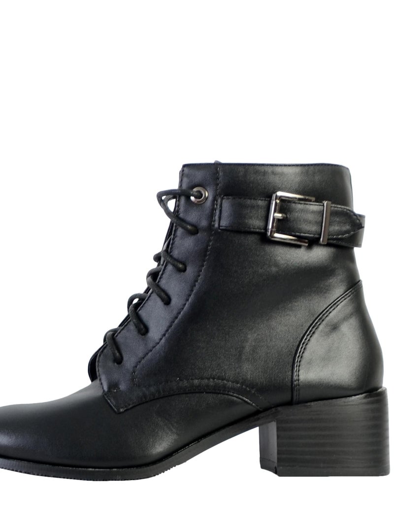 Bottines à Talon Cuir The Divine Factory Noir - Kiabi