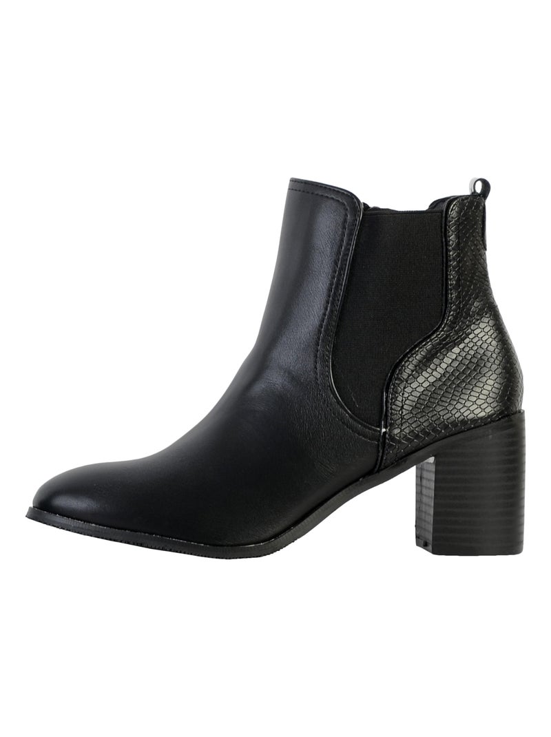 Bottines à Talon Cuir The Divine Factory Noir - Kiabi