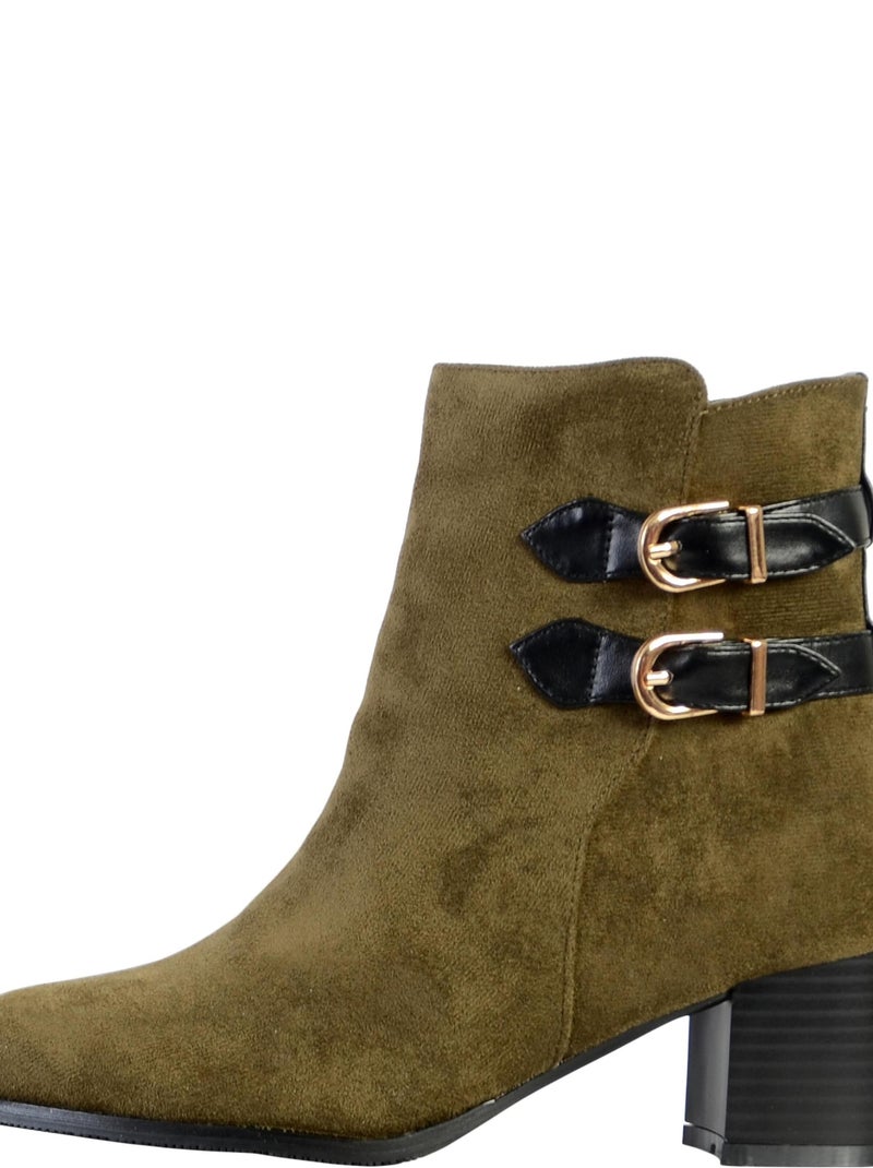 Bottines à Talon Cuir The Divine Factory Vert - Kiabi