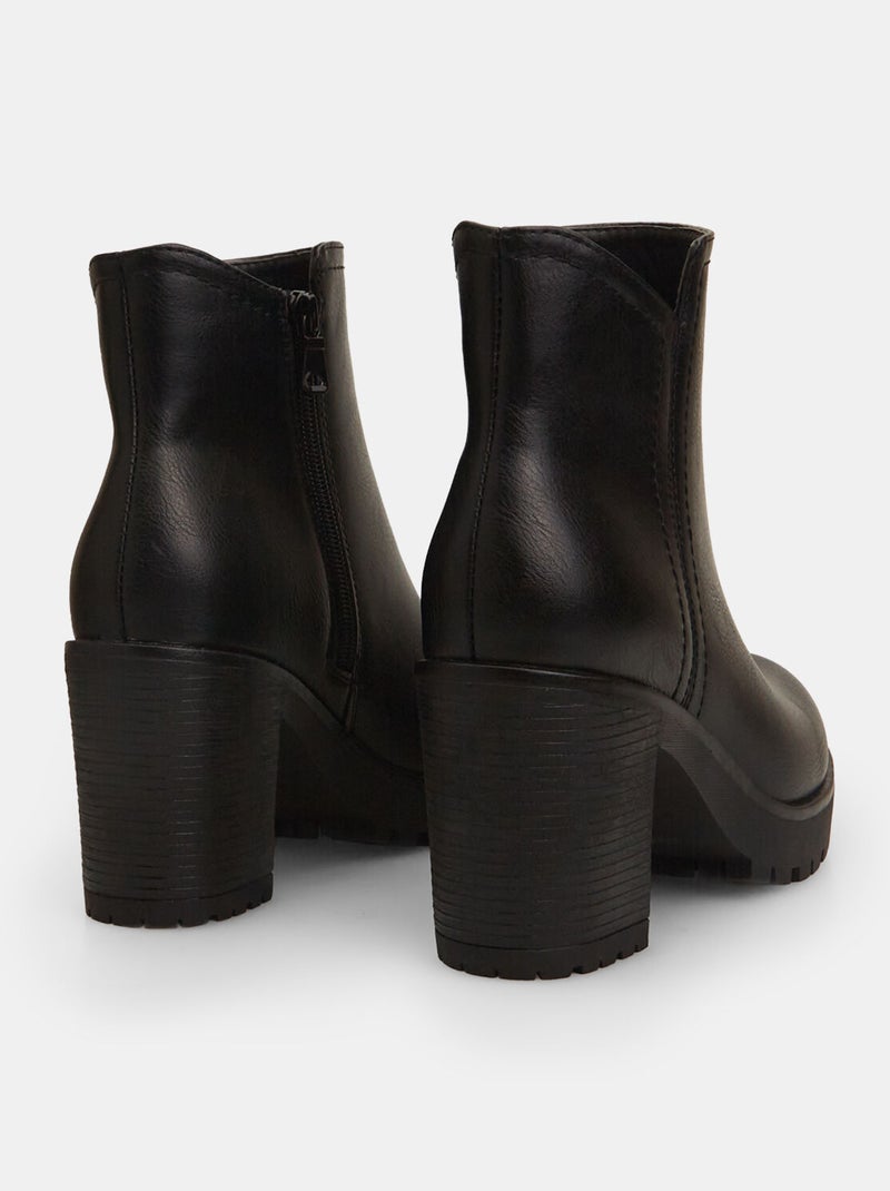 Bottines à talon large BATA Noir - Kiabi