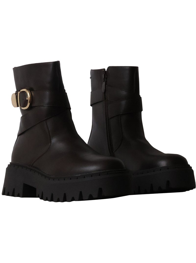 Bottines à Talon Zip Joia Marron - Kiabi