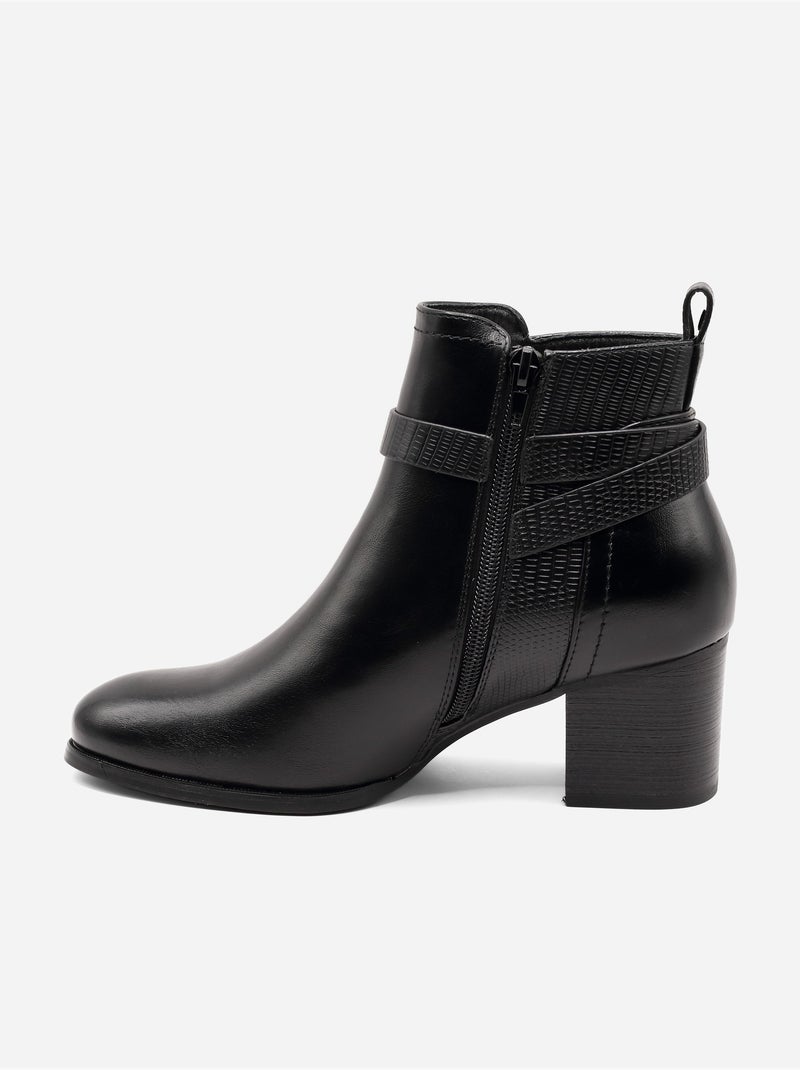 Bottines à talons carrés Noir - Kiabi