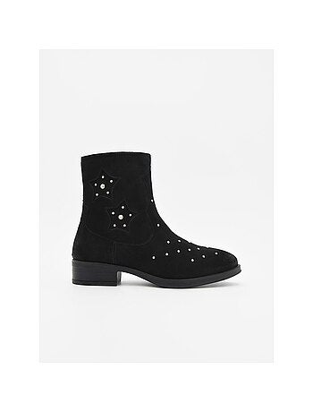 Bottines à talons en cuir noir pour femme, de la marque