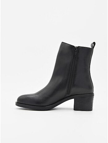 Bottines à talons en cuir noir pour femme, de la marque