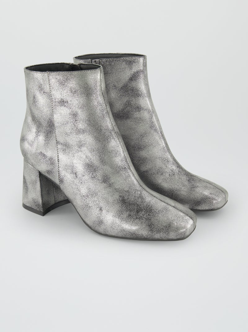 Bottines à talons métallisées Argent - Kiabi