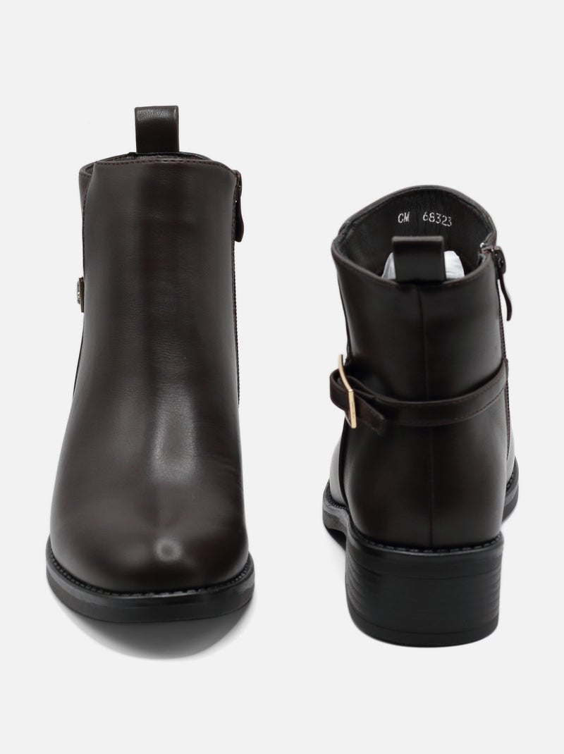 Bottines à zip - C M Marron - Kiabi