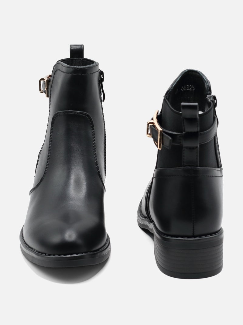 Bottines à zip - C M Noir - Kiabi