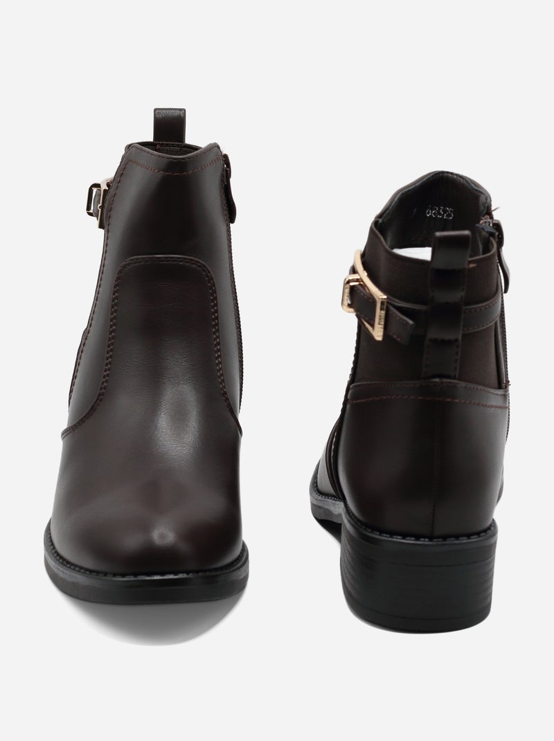 Bottines à zip Marron - Kiabi