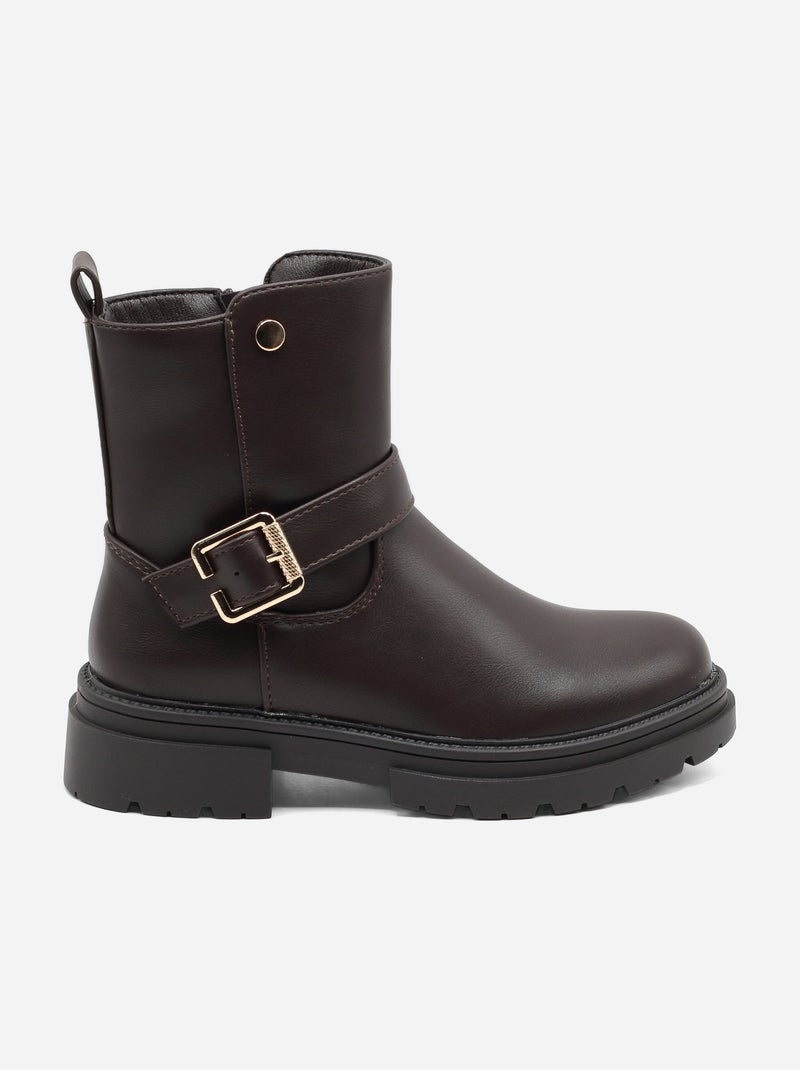 Bottines à zip Marron - Kiabi