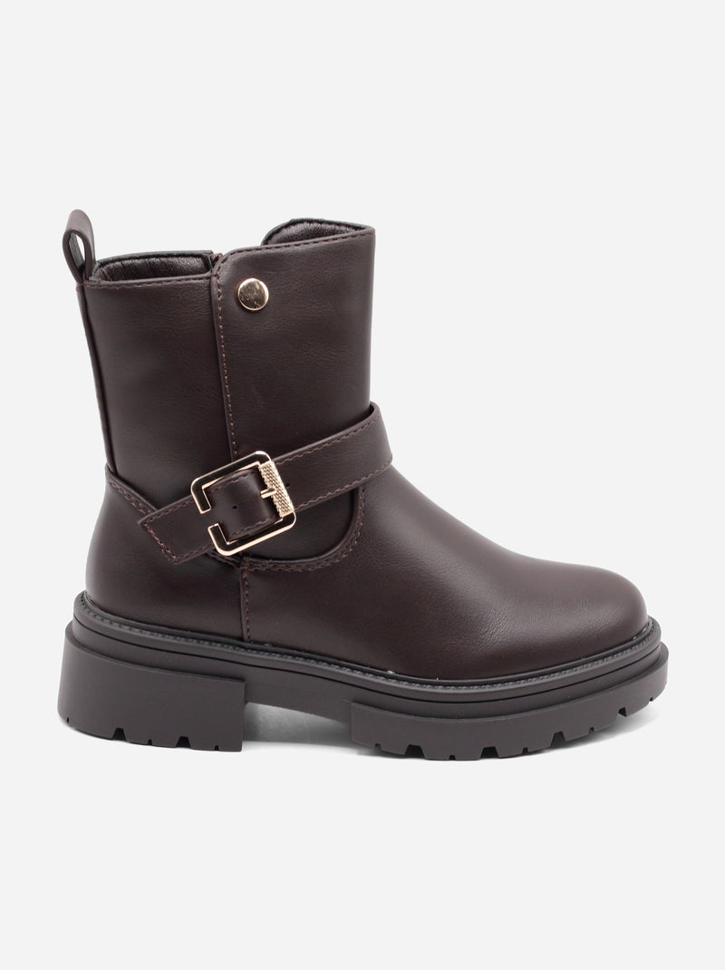 Bottines à zip Marron - Kiabi