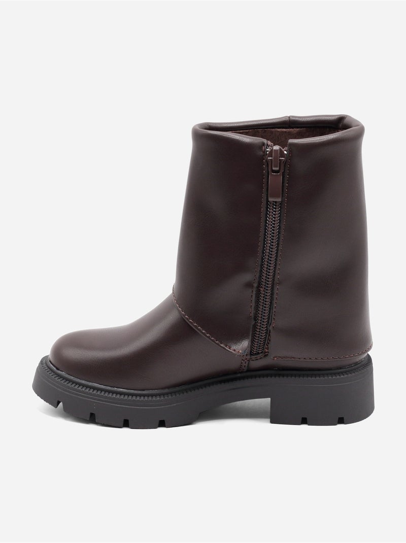 Bottines à zip Marron - Kiabi